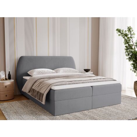 Lit continental Bogota avec rangement 180 x 200 double, velours, gris (1/5)