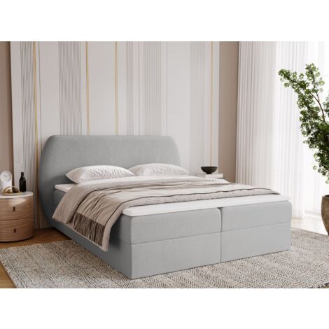Lit continental Bogota avec rangement 180 x 200 double, velours, gris clair (1/5)