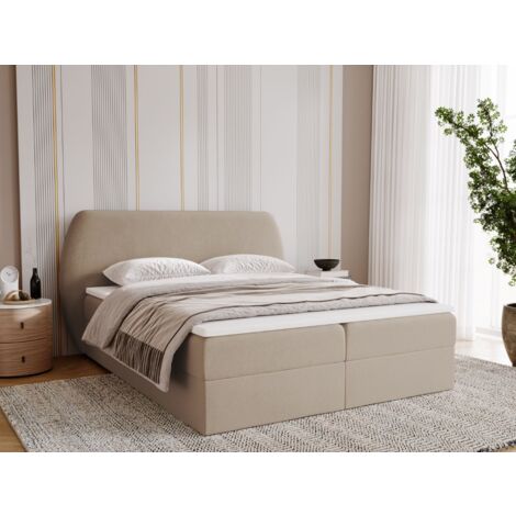 Lit continental Bogota avec rangement 140 x 200 double, velours, beige (1/5)