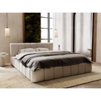 Lit rembourré avec rangement 160x200 velours gris clair Split