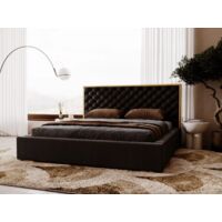 Lit rembourré avec rangement 180x200 velours noir Bonito