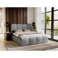 Lit rembourré avec rangement 200x200 bouclé gris foncé Galli