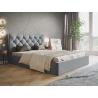 Lit rembourré avec rangement 120x200 velours gris clair Selva