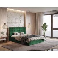 Lit rembourré avec rangement 140x200 velours vert Terra