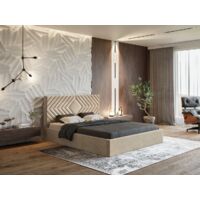 Lit rembourré avec rangement 180x200 velours beige Loris