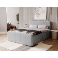 Lit continental Osteno avec rangement 180 x 200 double, velours, gris clair