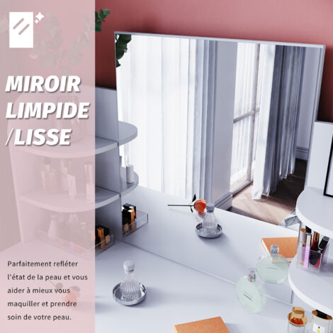 Haibinsuo Coiffeuse Avec Miroir Coulissant Et Tabouret, Coiffeuse Avec Tiroirs Et étagères De Rangement Pour Chambre à Coucher De Femmes Et Filles, Blanc