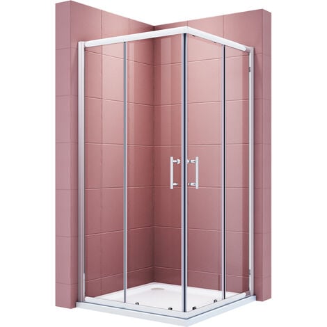 Cabine de douche accès d'angle SONNI Cabine de douche à porte coulissante en verre véritable H:185cm 80x80cm