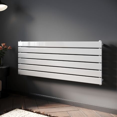 SONNI Radiateur eau chaude en acier 465x1200 mm Monocouche Blanc Horizontal Radiateur chauffage central (734W)