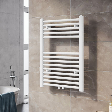 Sonni – Radiateur sèche-serviettes eau chaude 700x500mm – Puissance 456W – Raccord central – Profilés verticaux 30x40mm – Blanc RAL 9016