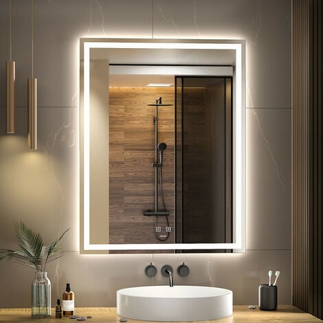 Miroir rectangle cadre noir, LED 80x140 cm avec variateur de lumière -  ATELIER