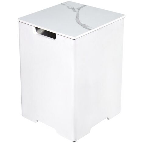 Cache bouteille de gaz en porcelaine marbrée – Base GFRC blanc bianco – Dimensions 40,3 x 40,3 x 63,2 cm – Protection élégante – Elementi