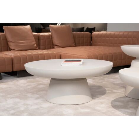 Table d’appoint en béton renforcé de fibres de verre – Résistante aux intempéries – Dimensions 66 x 66 x 35.6 cm – Bords arrondis et lisses – Elementi (1/4)