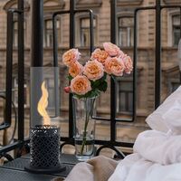 Brasero de table à l'éthanol noir – Acier inoxydable – Flammes tourbillonnantes – Pour intérieur et extérieur – 20 x 50 cm – Modeno