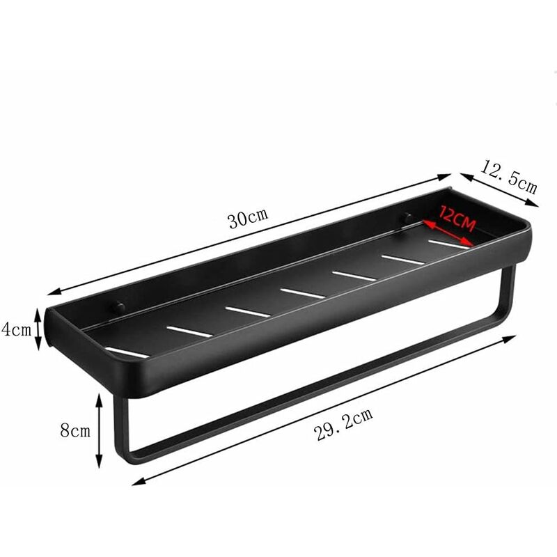 Lot De 2 étagères De Douche Sans Perçage - Noir Acier Inoxydable Avec Porte-serviettes Et Crochets