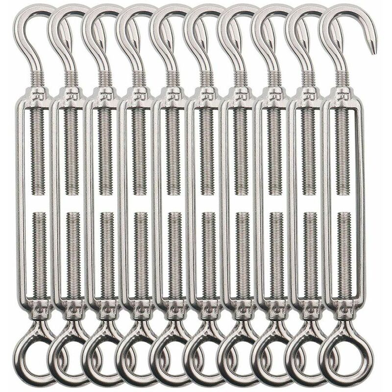 Tendeurs Câble Inox 304 M5 - Lot 6 Pièces Avec Crochet Et œil Pour Corde, Auvent