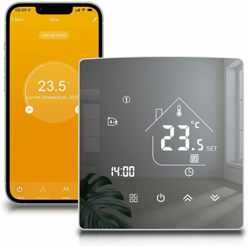 KETOTEK Thermostat d'ambiance Programmable avec Sonde 16A pour Chauffage au Sol  Electrique, Numérique Thermostat Plancher Chauffage électrique : :  Bricolage