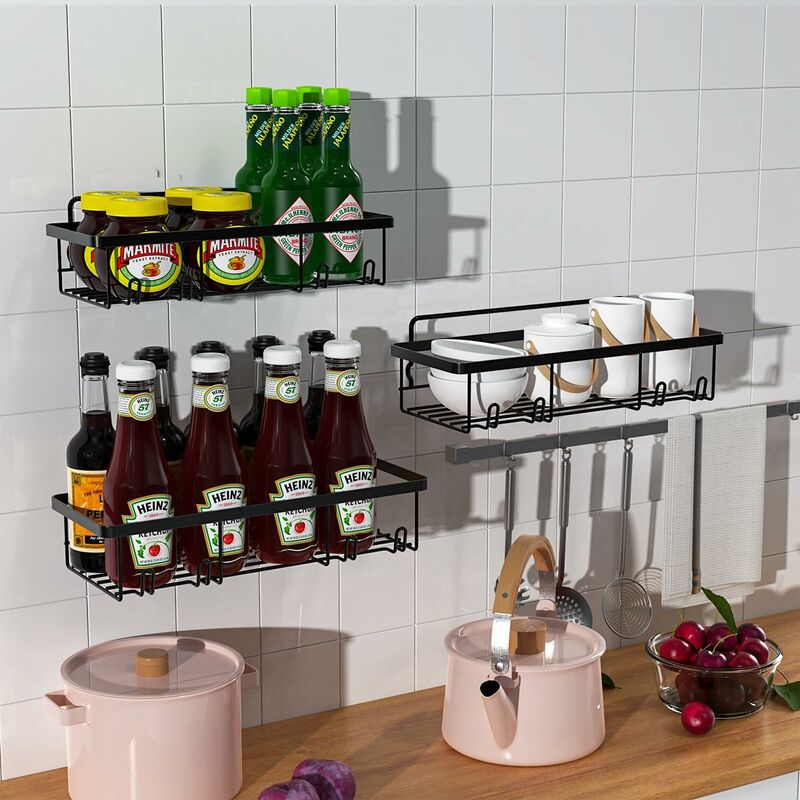 Lot De 3 étagères De Douche Sans Perçage - Rangement Salle De Bain Adhésif Blanc