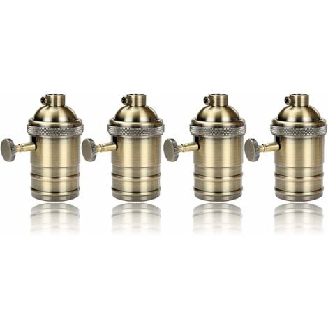 4 pièces Edison Douille Vintage E27 Adaptateur De Lampe avec interrupteur Rétro Vintage Lustre Sans Fil Laiton Antique