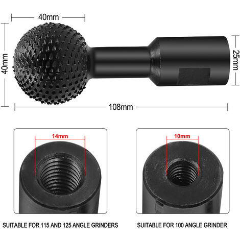 1 pc Fraise a Spherique Bois Sculpture - Outil de Sculpture sur Fraise Metal Bois - fraise carbure - 14 mm Sculpture sur Bois Foret de Polissage pour - Meuleuse D'angle de 115/125