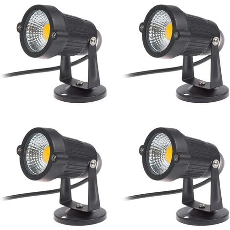 Lot de 4 Spot LED Cob 5W 220V Spots Jardin Orientables Luminaires Extérieur Jardin Terrasse（Blanc Chaud）