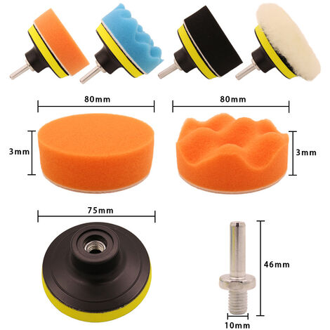 5 Pièces Tampon de Polissage en Laine 80 mm Disque Éponge de Disque Kit Perceuse pour Auto Polish Voiture - Auto