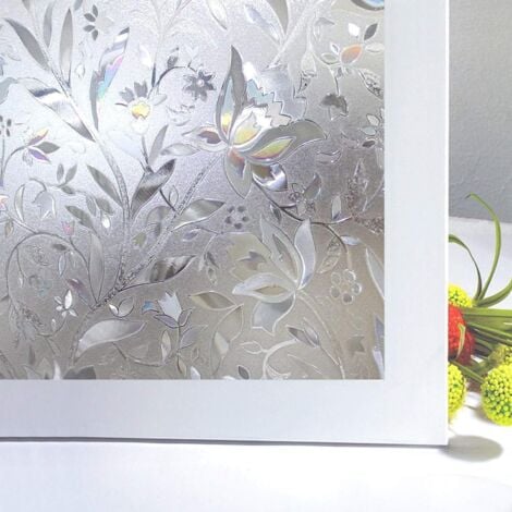 Film pour Fenêtre Film Electrostatique Protége Intimité Anti-UV Décoratif Film Vitre Anti Regard Occultant avec Motif Tulipes Fleurs pour Verre et Vitrage 45 cm × 200 cm