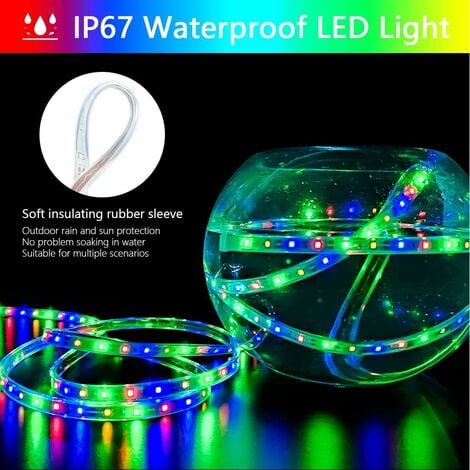 Ruban LED Solaire Extérieur, 5m 280 LED Bande LED RVB à Changement de Couleur à Énergie Solaire avec 8 Modes d'Éclairage IP67 Étanche Décoratif Guirlande Lumineuse pour Jardin Arbres Piscine
