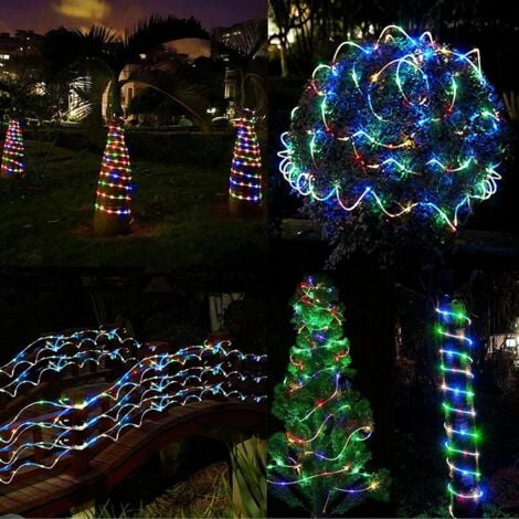 Ruban LED Solaire Extérieur, 5m 280 LED Bande LED RVB à Changement de Couleur à Énergie Solaire avec 8 Modes d'Éclairage IP67 Étanche Décoratif Guirlande Lumineuse pour Jardin Arbres Piscine