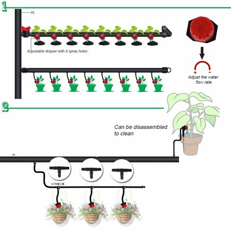 Kit De 100 Goutteurs Réglables Pour Système D'arrosage Goutte à Goutte - Irrigation Automatique Jardin Et Serre