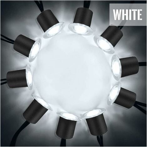 Lot de 16 spots LED encastrables au sol - Étanchéité IP67-0.6 W - Diamètre : 32 mm - Pour l'intérieur et l'extérieur - 4000 K - Blanc - 12 V [Classe énergétique A+]