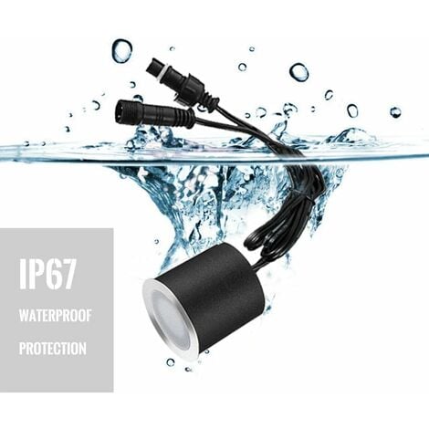 Lot de 16 spots LED encastrables au sol - Étanchéité IP67-0.6 W - Diamètre : 32 mm - Pour l'intérieur et l'extérieur - 4000 K - Blanc - 12 V [Classe énergétique A+]