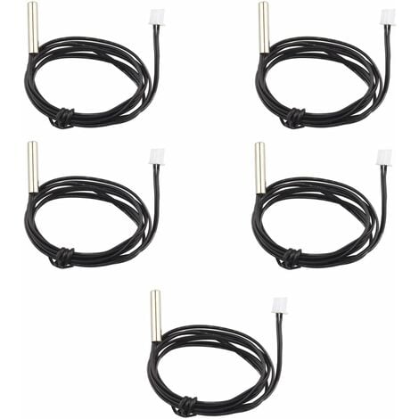 Lot de 5 sondes de capteur de température étanches NTC 10 K 1 % 3950 Thermistor, câble d'extension de 1 m, détecteur de température, jauge pour climatiseurs de voiture/réfrigérateurs
