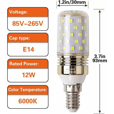 LED Ampoule de maïs E14 12W Candélabre ampoules 100W équivalent, 1100LM, Blanc Froid 6000K ampoules LED Lustre décoratifs, non dimmable (4 PACK) [Classe énergétique A++]