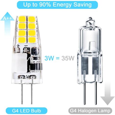 Lot De 10 Ampoules LED G4 COB 3W 12V Blanc Froid - Dimmable, Remplacement Halogène