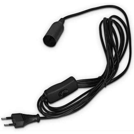 Douille E27 avec fil - Support de lampe pour ampoule avec cordon alimentation prise électrique et interrupteur - Câble 1.8m