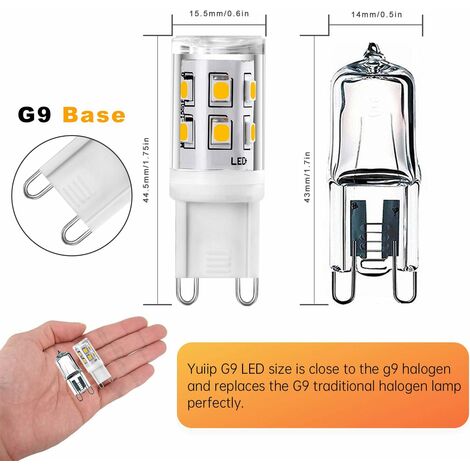 Ampoule G9 LED 2W Equivalente 20W 25W G9 Halogènes, Ampoule LED G9 Blanc Chaud 3000K, CRI 80, 200lm, 360 Degrés Angle, AC 220-240V, Not Dimmable, Lot de 10 [Classe énergétique A+]