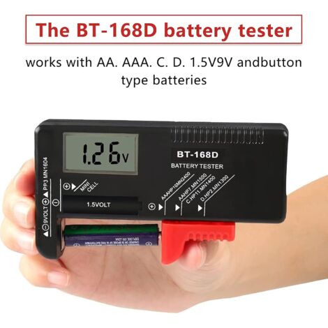 Testeur de Piles numérique,Testeur de Piles Universel,Batterie Testeur,pour AA, AAA, C, D, PP3, 9V, 1.5V, Piles Bouton - Fonctionne sans Pile