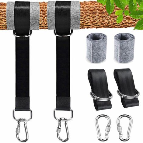 Todoxi Hamac Sangles, 2 Set Sangle Balancoire Suspendu 2x150CM Ultra Résistant Avec D-Ring Et Coussin Plus épais, Deux Crochets Mousquetons Charge Max 1000KG Pour Hamac Et Balancoire De Jardin