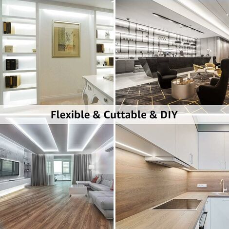 10M Ruban LED Dimmable, Bande LED Blanc Froid 6000K 600 LEDs SMD 2835, 12V Bandeau LED Autocollant avec Variateur, Connecteurs+Transformateur, Éclairage Intérieur pour Meuble, Escalier, Cuisine [Class