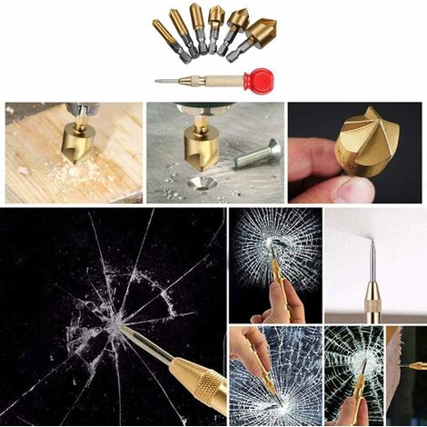 Kit De 6 Forets à Centrer HSS 60° - Tailles : 1, 1.5, 2, 2.5, 3, 5 Mm - Pour Métal, Acier, Aluminium, Double Tête