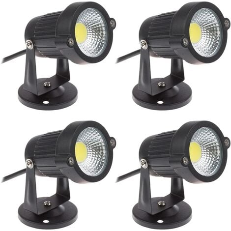 Lot de 4 Spot LED Cob 5W 220V Spots Jardin Orientables Luminaires Extérieur Jardin Terrasse（Blanc Froid）