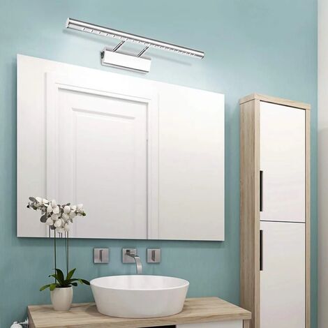 Lampe Salle de Bain Mirroir LED 5W Applique Murale Lumière Tableau Étanche IP44 Réglable 180°avec Interrupteur en Acier Inoxydable Éclairage Décoration Meuble WC Toilette Maquillage 40cm，6000k