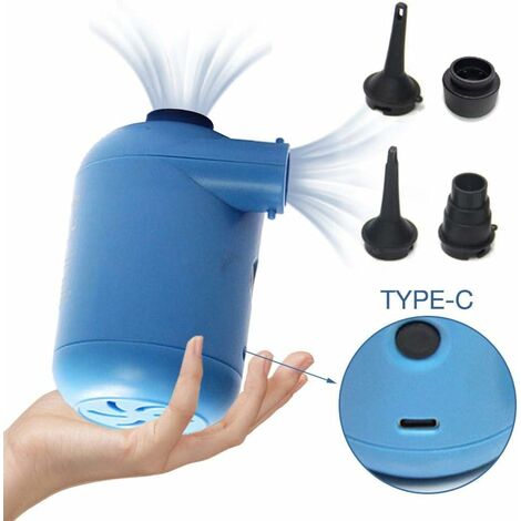 N/Y Pompe à air électrique pour piscines gonflables, pompe à gonflage rapide avec 3 buses, gonfleur de charge USB portable et pompe déflateur pour matelas pneumatiques bateaux