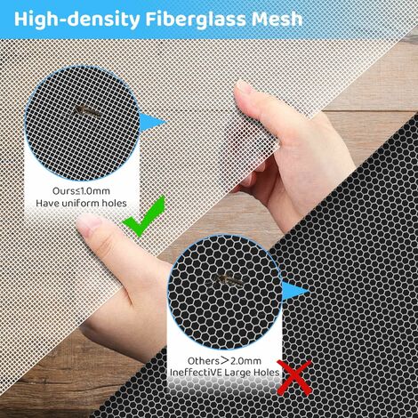 300x120cm Moustiquaire Fenêtre, Rouleau moustiquaire fenetre ajustable, Blanc filet en fibre de verre Ignifugation Durable, Filet moustiquaire anti-insectes Mouches,