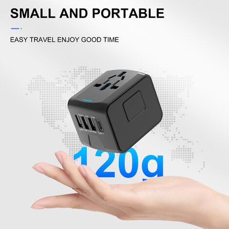 Adaptateur Voyage Universel International avec 3 USB et 1 Type C, 1500W, Prise France vers USA Canada UK EU Australie Chine Japon