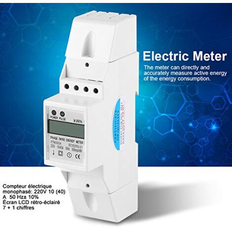 Compteur électrique Monophasé à Rail DIN XTM18S, 220V, 5