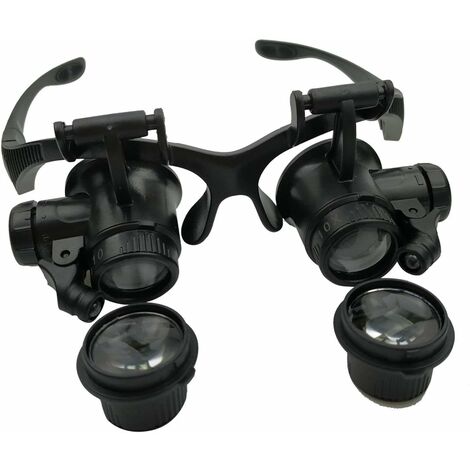Lunettes Loupe avec 2 Lumières LED, 8 Lentilles Détachables, Loupe à