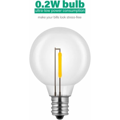 Guirlande Lumineuse Extérieure, Guirlande Lumineuse LED 15M/50FT 25 Ampoules + 1 De Rechange, 0,2W, Guirlande Intérieure Extérieure Étanche pour Jardin, Fête, Noël