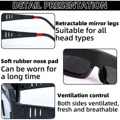 Lunette Soudeur ,Lunettes de Soudure pour Protection,Auto Assombrissantes ,Lunettes Anti-Eblouissement Lunettes de Soudage pour Soudeur à Souder Extérieurs